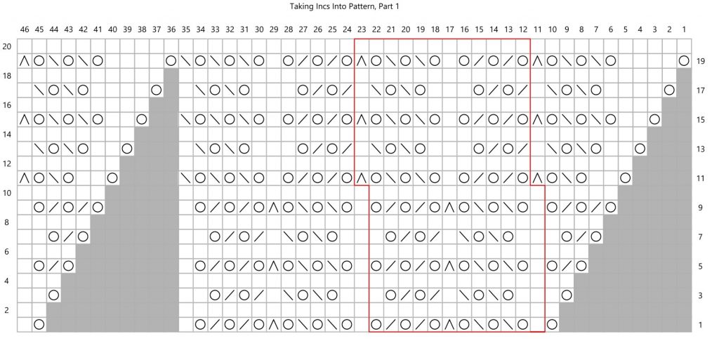 A heavily patterned knitting chart